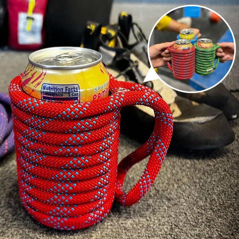 Climbing rope drink can holder